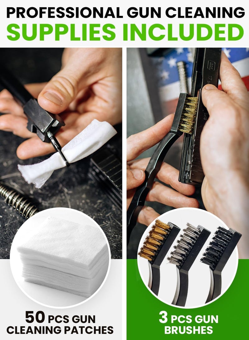 REPSUPPLEMENTS Universal Gun Cleaning Kit for All Guns - Portable Gun Cleaning Kits for Handguns and Rifles, Shotgun, Airsoft - Incl. Stainless Steel Rods, Brass Jags, Gun Cleaning Patches, Cleaning Swabs - Image 5